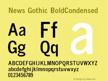 News Gothic BoldCondensed Version 1 Font Sample