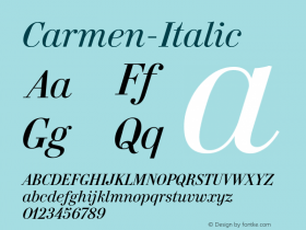 Carmen-Italic ☞ Version 1.001;com.myfonts.typerepublic.carmen.italic.wfkit2.4c3b Font Sample