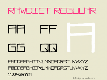 RawDiet Regular Version 1.00 January 19, 2015, initial release Font Sample