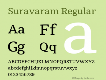 Suravaram Regular Version 1.0.4; ttfautohint (v1.2.42-39fb)图片样张