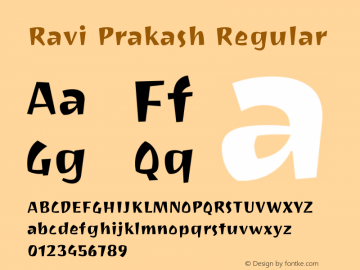 Ravi Prakash Regular Version 1.0.4; ttfautohint (v1.2.42-39fb) Font Sample