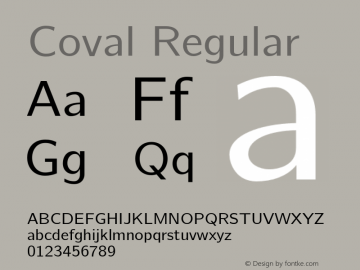 Coval Regular Version 1.000 Font Sample