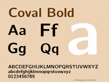 Coval Bold Version 001.000 Font Sample