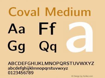 Coval Medium Version 001.000 Font Sample