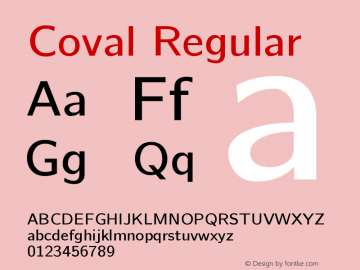Coval Regular Version 001.000 Font Sample