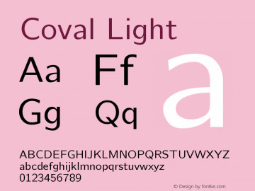Coval Light Version 001.000 Font Sample