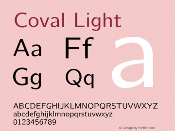Coval Light Version 001.000 Font Sample