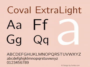 Coval ExtraLight Version 001.000 Font Sample