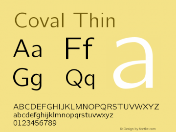 Coval Thin Version 001.000 Font Sample