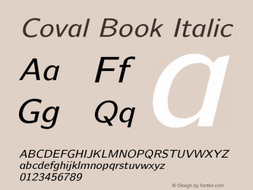 Coval Book Italic Version 001.000 Font Sample