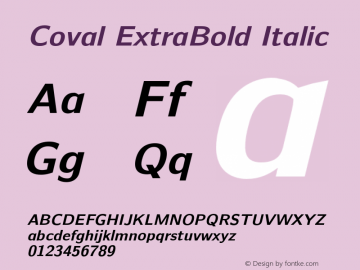 Coval ExtraBold Italic Version 001.000 Font Sample