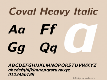 Coval Heavy Italic Version 001.000 Font Sample