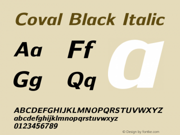 Coval Black Italic Version 001.000 Font Sample