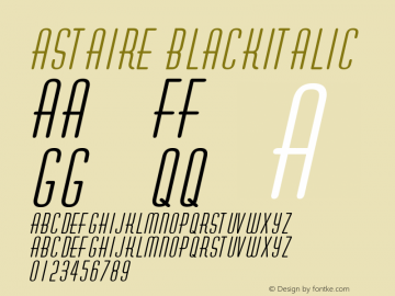 Astaire BlackItalic Rev. 003.000 Font Sample