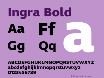 Ingra Bold Version 1.001; ttfautohint (v1.2) -l 8 -r 50 -G 200 -x 14 -D latn -f none -w G -X 