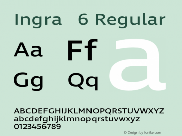 Ingra   6 Regular Version 1.001; ttfautohint (v1.2) -l 8 -r 50 -G 200 -x 14 -D latn -f none -w G -X 