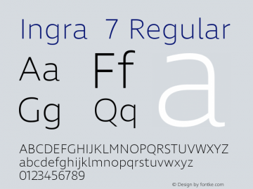 Ingra  7 Regular Version 1.001; ttfautohint (v1.2) -l 8 -r 50 -G 200 -x 14 -D latn -f none -w G -X 