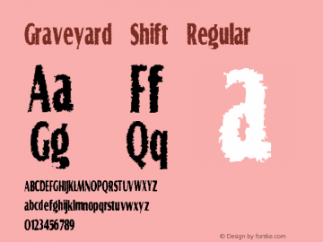 Graveyard Shift Regular Macromedia Fontographer 4.1 16/01/98 Font Sample