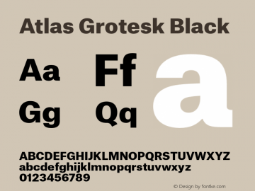 Atlas Grotesk Black Version 1.001;PS 1.001;hotconv 1.0.57;makeotf.lib2.0.21895图片样张