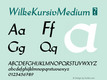 WilkeKursivMedium ☞ Version 2.1;com.myfonts.easy.canadatype.wilke-kursiv.medium.wfkit2.version.3V1q图片样张