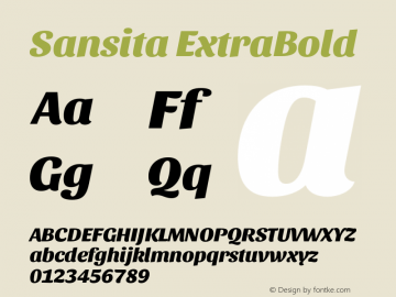 Sansita ExtraBold Version 1.005;PS 001.005;hotconv 1.0.70;makeotf.lib2.5.58329图片样张