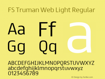 FS Truman Web Light Regular Version 1.000 Font Sample