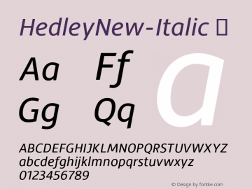 HedleyNew-Italic ☞ Version 2.000;com.myfonts.easy.moretype.hedley-new.italic.wfkit2.version.3ugP Font Sample