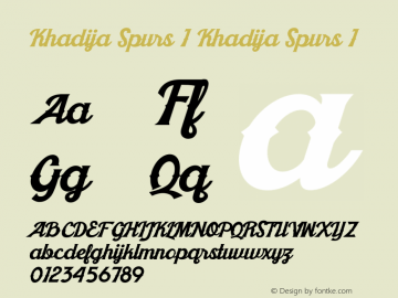 Khadija Spurs 1 Khadija Spurs 1 Version 1.000;PS 001.001;hotconv 1.0.56 Font Sample