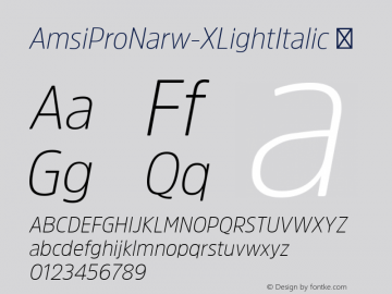 AmsiProNarw-XLightItalic ☞ Version 1.40;com.myfonts.easy.stawix.amsi-pro.narrow-xlight-italic.wfkit2.version.4m4W Font Sample