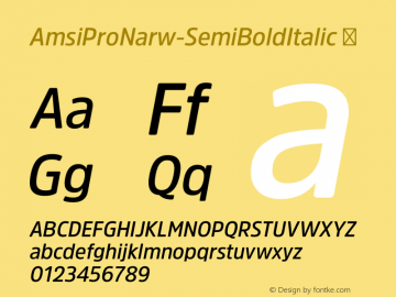 AmsiProNarw-SemiBoldItalic ☞ Version 1.40;com.myfonts.easy.stawix.amsi-pro.narrow-semi-bold-italic.wfkit2.version.4m5B Font Sample