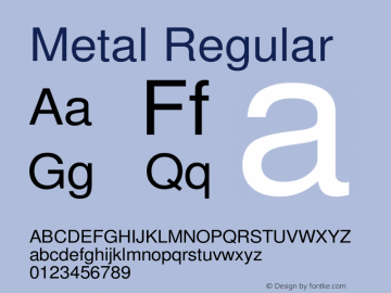 Metal Regular Version 1.0 - March 2000 Font Sample