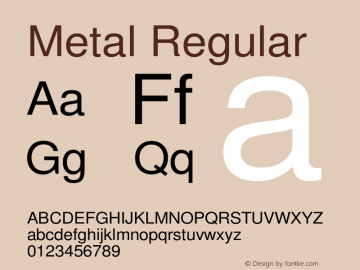 Metal Regular Version 1.0 - March 2000 Font Sample