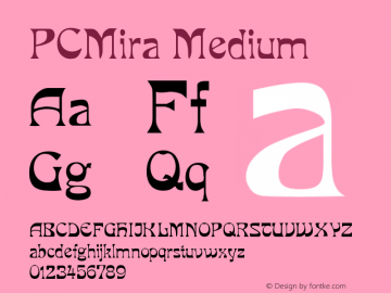 PCMira Medium Version 001.001 Font Sample