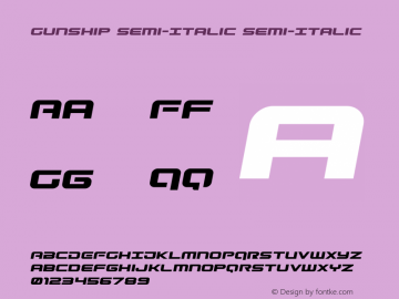 Gunship Semi-Italic Semi-Italic Version 5.0 Font Sample