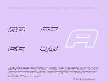 Gunship Outline Italic Outline Italic Version 5.0 Font Sample