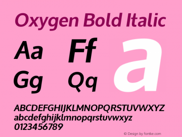 Oxygen Bold Italic Version 1.000图片样张