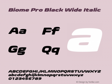 Biome Pro Black Wide Italic Version 1.000 Font Sample