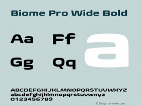 Biome Pro Wide Bold Version 1.000 Font Sample