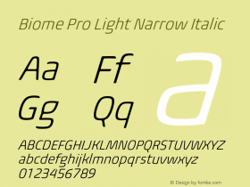 Biome Pro Light Narrow Italic Version 1.000图片样张