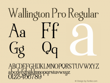Wallington Pro Regular Version 1.000;PS 002.000;hotconv 1.0.70;makeotf.lib2.5.58329 Font Sample