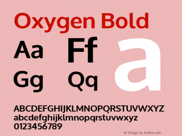 Oxygen Bold Version 1.000 Font Sample