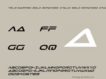 Tele-Marines Bold Expanded Italic Bold Expanded Italic Version 3.0; 2015 Font Sample