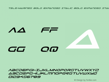 Tele-Marines Bold Expanded Italic Bold Expanded Italic Version 3.0; 2015 Font Sample