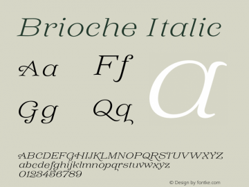 Brioche Italic 1.000 Font Sample