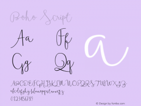 Boho Script Version 1.000 Font Sample