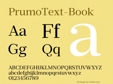 PrumoText-Book ☞ Version 1.001;PS 001.001;hotconv 1.0.70;makeotf.lib2.5.58329;com.myfonts.easy.dstype.prumo-text.book.wfkit2.version.3W7D Font Sample