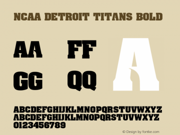 NCAA Detroit Titans Bold Version 1.00 February 14, 2015, initial release Font Sample