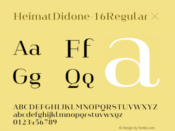 HeimatDidone-16Regular ☞ Version 1.000;PS 001.000;hotconv 1.0.70;makeotf.lib2.5.58329;com.myfonts.easy.atlas-font-foundry.heimat-didone.16-regular.wfkit2.version.4k6X图片样张