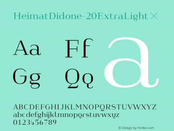 HeimatDidone-20ExtraLight ☞ Version 1.000;PS 001.000;hotconv 1.0.70;makeotf.lib2.5.58329;com.myfonts.easy.atlas-font-foundry.heimat-didone.20-extra-light.wfkit2.version.4k7h Font Sample