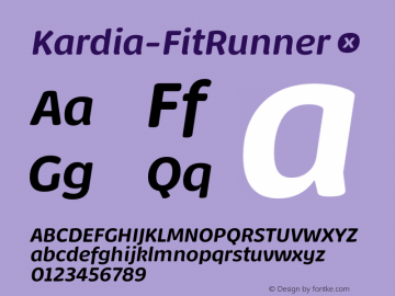 Kardia-FitRunner ☞ Version 1.000; ttfautohint (v1.1) -l 8 -r 50 -G 200 -x 14 -D latn -f none -w G -W -c;com.myfonts.easy.rfuenzalida.kardia.fit-runner.wfkit2.version.4ieE Font Sample